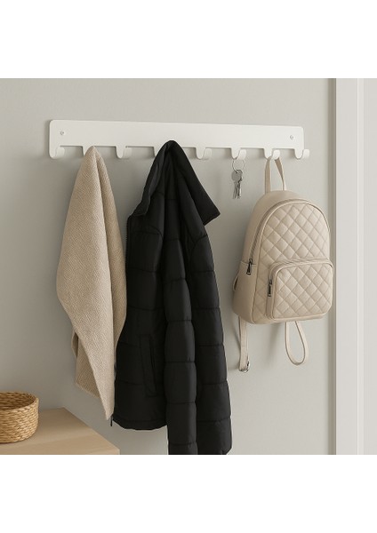 8 Kancalı Metal Askılık – Siyah Çok Amaçlı Kapı Arkası & Dolap Içi Düzenleyici