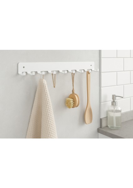 8 Kancalı Metal Askılık – Siyah Çok Amaçlı Kapı Arkası & Dolap Içi Düzenleyici