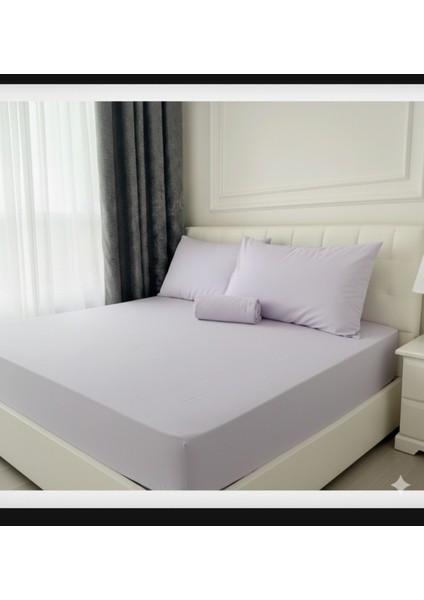 Mor Düz Battal Boy Lastikli Çift Kişilik Çarşaf Seti (+2 Yastık Kılıfı)