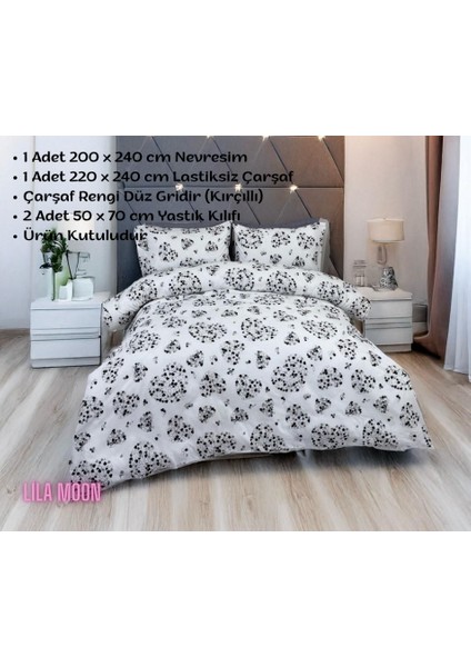 Almira Gri Kalpli Çift Kişilik Pamuklu Nevresim Takımı fiyatları