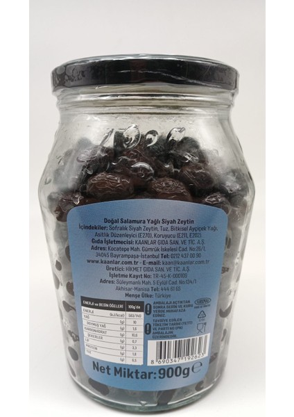 Mini Zey Doğal Salamura Yağlı Siyah Zeytin 900 gr Cam (351-380) fiyatları