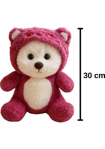 Hughua Sevimli Teddy Bear - Yumuşak Dokulu Hediyelik - Çıkarılabilir Sevimli Şapkası ile - 30 cm