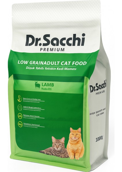 Dr.sacchi Düşük Tahıllı Kuzu Etli Yetişkin Kedi Maması 1 kg fiyatları