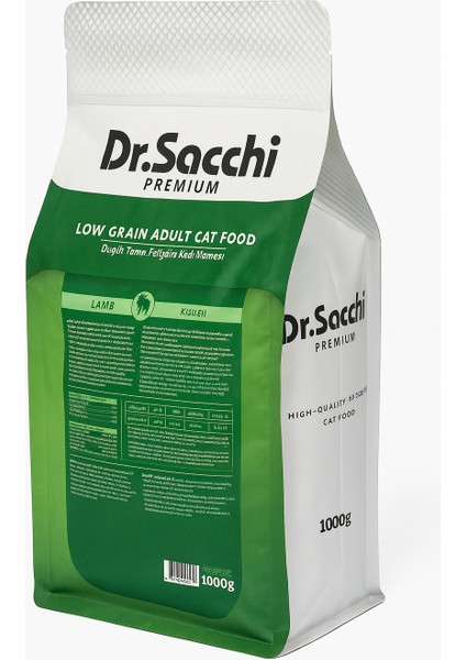 Dr.sacchi Düşük Tahıllı Kuzu Etli Yetişkin Kedi Maması 1 kg modelleri