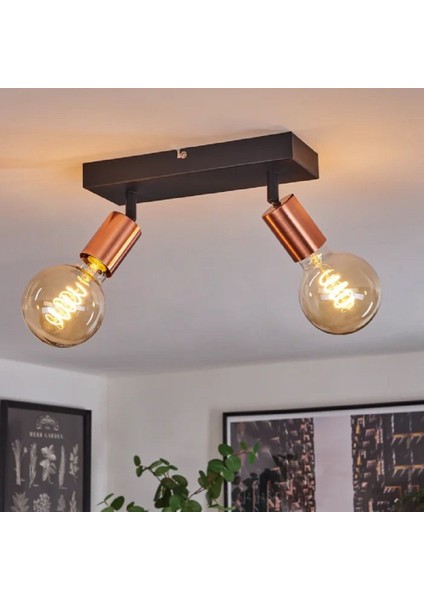 Riolıght Modern2 Siyah1 2XE27 Duylu Mafsallı Hareketli2 Başlık(Glop Ampul Hariç) Metal Spot Avize