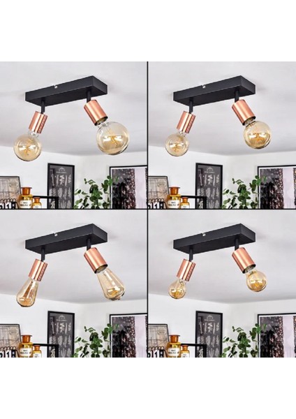 Riolıght Modern2 Siyah1 2XE27 Duylu Mafsallı Hareketli2 Başlık(Glop Ampul Hariç) Metal Spot Avize modelleri