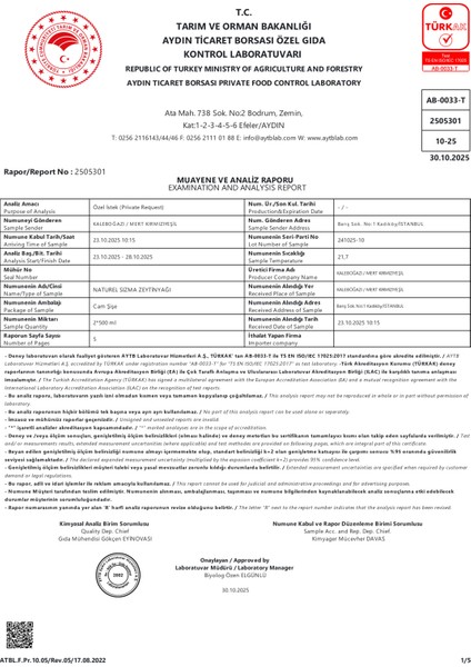 Milas Memecik Natürel Sızma Zeytinyağı Yeni Hasat 500ML