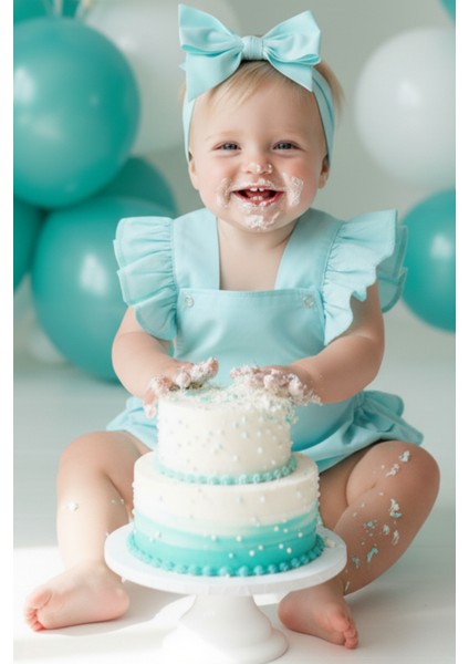 Kız Bebek Mint Pamuklu Salopet Bandana Takım fırsatları