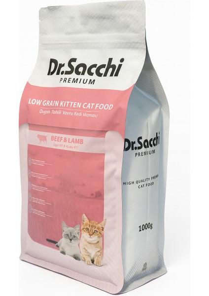Dr.sacchi Premium Düşük Tahıllı Yavru Kedi Maması 1 kg X2 Adet fiyatları