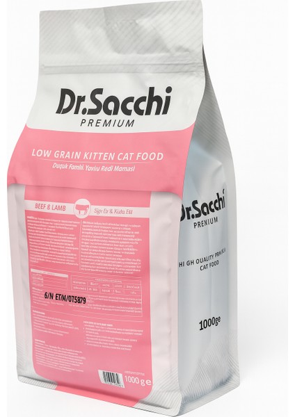 Dr.sacchi Premium Düşük Tahıllı Yavru Kedi Maması 1 kg X2 Adet modelleri