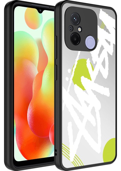 Xiaomi Redmi 12C Kılıf Aynalı Desenli Kamera Korumalı Parlak Brvh Mirror Kapak-Yazı