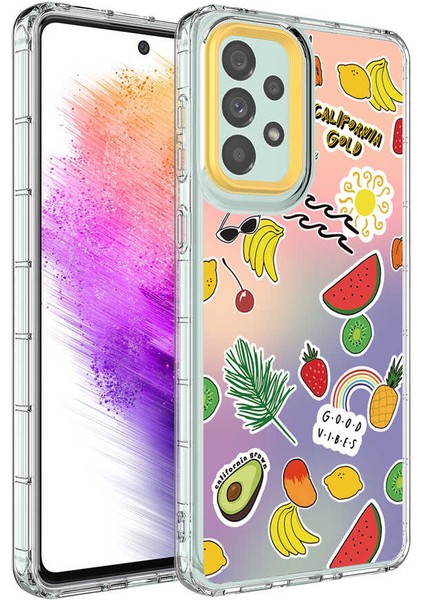 Galaxy A73 Kılıf Kamera Korumalı Renkli Desenli Sert Silikon Brvh Korn Kapak-No4