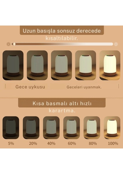 Şarjlı Gece Lambası Masa Lambası Dokunmatik Şarj Edilebilir Kısılabilir Rgb fiyatları