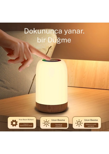Şarjlı Gece Lambası Masa Lambası Dokunmatik Şarj Edilebilir Kısılabilir Rgb fırsatları