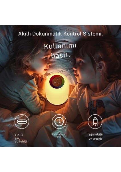 Şarjlı Gece Lambası Masa Lambası Dokunmatik Şarj Edilebilir Kısılabilir Rgb