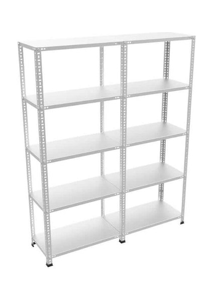 5 Katlı 2’li Bitişik Çelik Raf Sistemi | Galvaniz Depo Rafı | Demir Metal Raf |