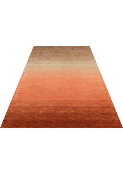 Odesa Jam Brown, Modern Çizgilere Sahip Renk Geçişli %100 Saf Yün ile Üretilen Salon Halısı