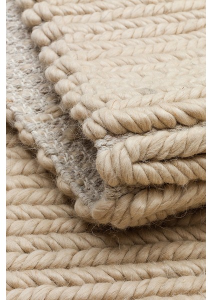 Wolly Beıge, %100 Yün Kullanılarak El Işçiliğiyle Örülmüş, Yumuşak Dokulu Bohem Halı indirimleri