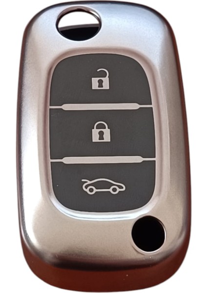 Renault Fuluence Anahtar Uyumlu Silikon Oto Anahtar Kumanda Kabı Kılıf Füme
