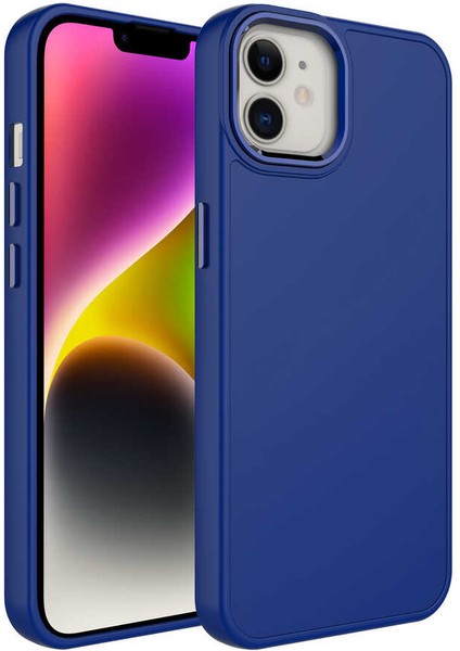 Apple iPhone 11 Kılıf Metal Çerçeve ve Buton Tasarımlı Silikon Brvh Luna Kapak-Lacivert