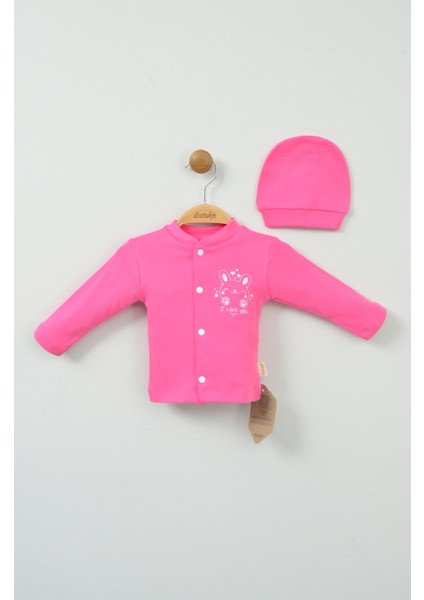 Sevimli Tavşancık Desenli %100 Pamuk Fuşya Bebek Takımı fırsatları