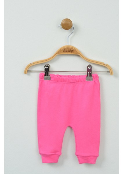 Sevimli Tavşancık Desenli %100 Pamuk Fuşya Bebek Takımı