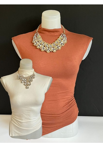 Kadın Farklı Renklerde 2'li Paket Kolsuz Boğazlı Asimetrik Kesim Fit Elbise