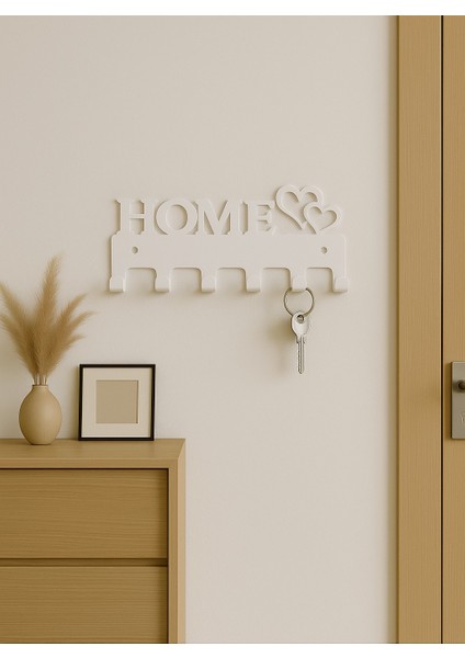 Home Yazılı Kalpli Metal Anahtarlık Askısı | Duvar Tipi Anahtar Organizer fiyatları