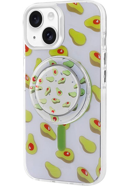 Apple iPhone 14 Kılıf Magsafe Şarj Özellikli Tak-Çıkar Pop Soketli Brvh Tiktok Kapak-Yeşil