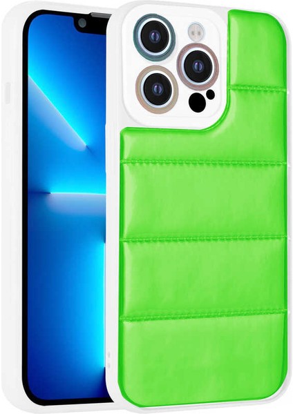 iPhone 12 Pro Max Kılıf Kamera Korumalı Airbagli Renkli Brvh Seksek Kapak-Yeşil