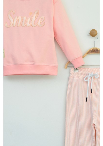 Somon Pembe "smile" Nakışlı Kız Çocuk Eşofman Takımı fiyatları