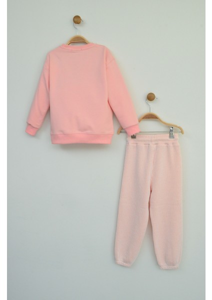 Somon Pembe "smile" Nakışlı Kız Çocuk Eşofman Takımı fırsatları