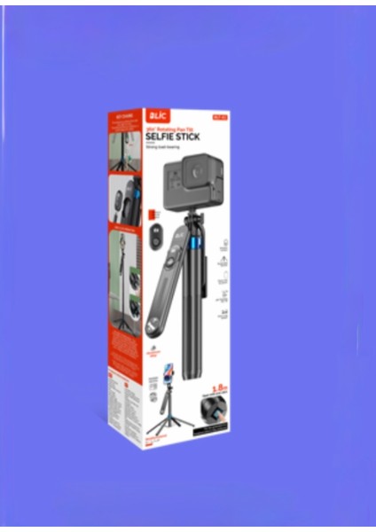 360° Oynar Başlı Telefon Tutucu Çok Amaçlı 160CM Tripod Kameralı Hareket Sensörlü Kumandalı Tripod