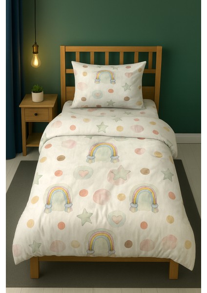 Balerin Kelebek ve Çiçekli Tek Kişilik Çocuk Nevresim Seti