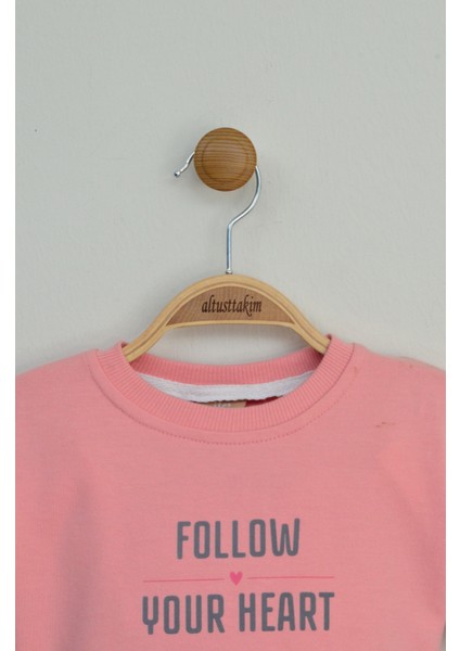 Pembe Yazı Baskılı Kız Çocuk Eşofman Takımı fırsatları
