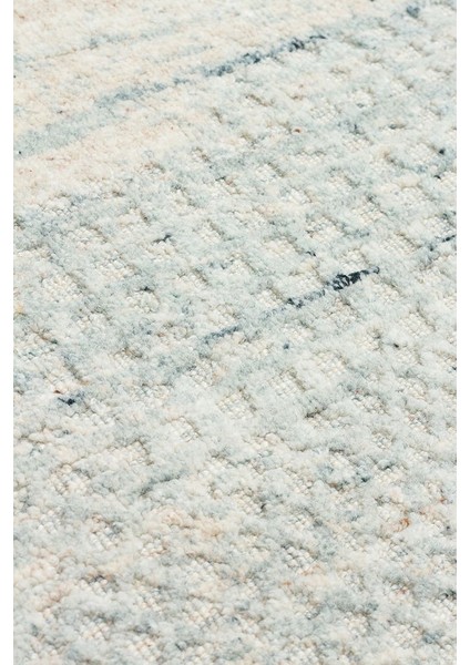 Exotic Beıge Teal, %100 El Dokuması, Yün, Viskon ile Üretilmiş Kendinden Desenli Salon Halısı