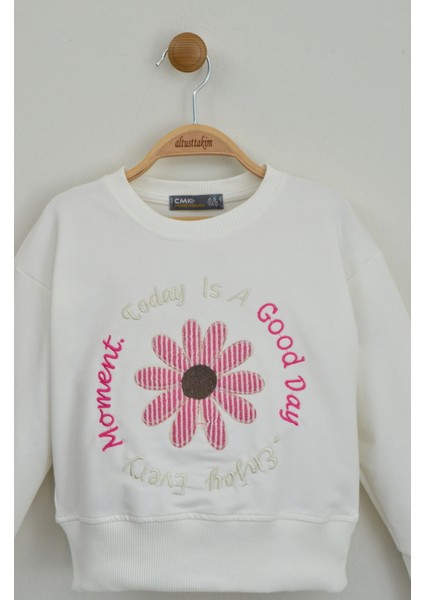 Pembe Çiçek Detaylı Kız Çocuk Takımı modelleri