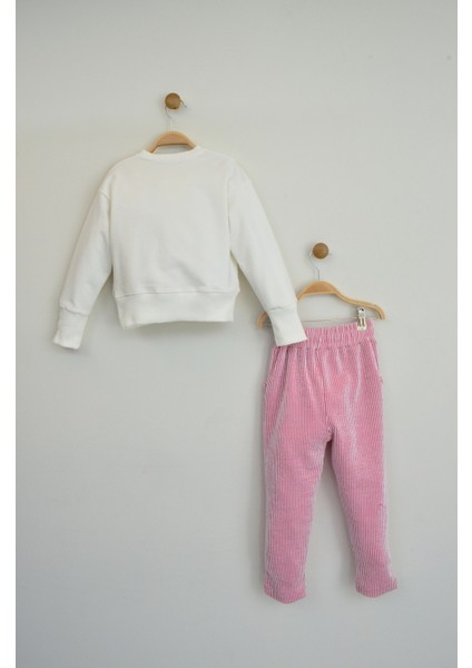 Pembe Çiçek Detaylı Kız Çocuk Takımı indirimleri