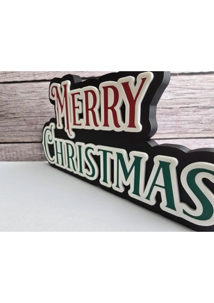 Merry Christmas Dekoratif Yazı | Yılbaşı Kapı ve Duvar Süsü | Noel Masa Üstü Süs | 242 x 127MM fiyatları