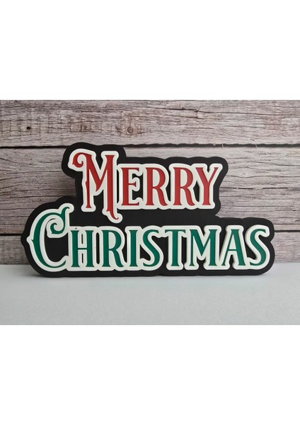 Merry Christmas Dekoratif Yazı | Yılbaşı Kapı ve Duvar Süsü | Noel Masa Üstü Süs | 242 x 127MM fırsatları
