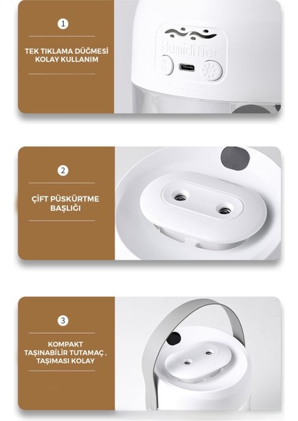 1500 Litre Typ-C Girişli Işıklı Ultrasonik Hava Nemlendirici Buhar Makinesi Dijital fiyatları