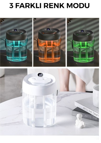 1500 Litre Typ-C Girişli Işıklı Ultrasonik Hava Nemlendirici Buhar Makinesi Dijital