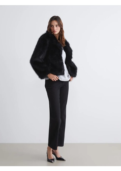 Lcw Vision Siyah Ceket Yaka Kadın Kürk Mont fiyatları