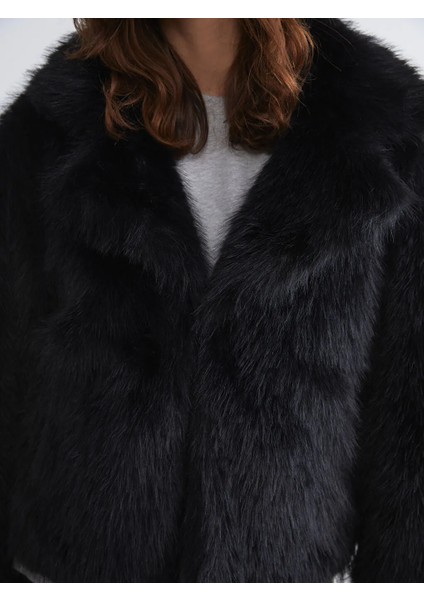 Lcw Vision Siyah Ceket Yaka Kadın Kürk Mont modelleri