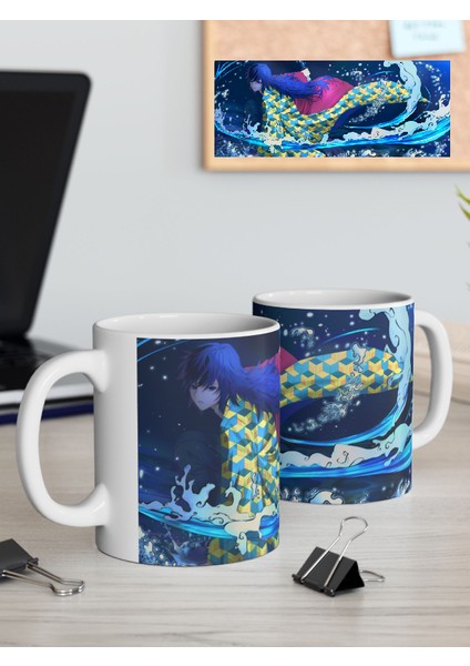 Demon Slayer "giyu" Baskılı Canlı Renkler Porselen Kupa Bardak