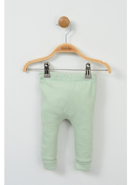 Sevimli Kanguru Nakışlı %100 Pamuk Yeşil Ribana Bebek Takımı indirimleri