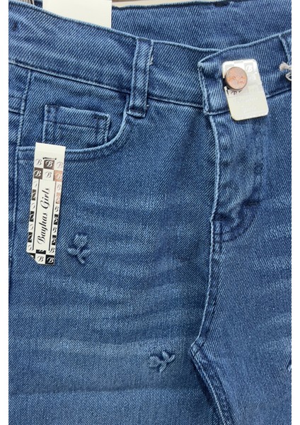 Bayhas Girls Lacivert Nakış Detaylı Geniş Paça Denim Pantolon fiyatları