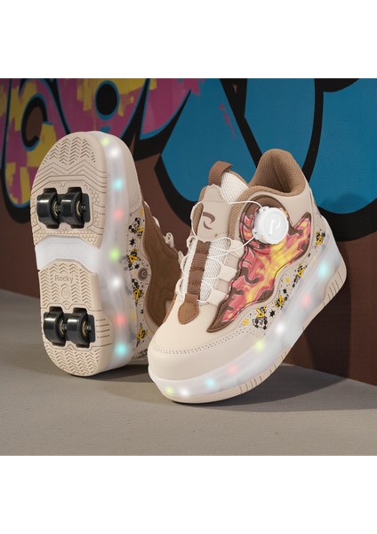 Çocuk Patenli Işıklı Çıkarılabilir 4 Tekerlekli Spor Ayakkabı