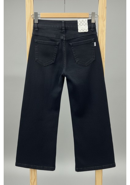 Bayhas Kız Siyah Geniş Paça Işlemeli Denim Pantolon indirimleri