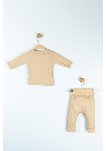 Ayıcık Nakışlı Müslin Bebek Takım Üç Parça (6-24 Ay)